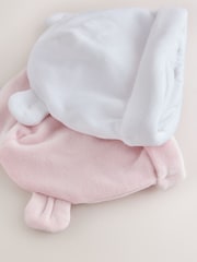 Rosa/blanco - Pack de 2 gorros de terciopelo para bebé (0-12 meses) - Imagen 3 de 5