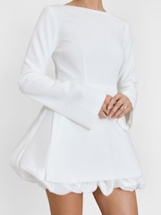 Six Stories White Isla Split Sleeve Bubble Hem Mini Dress - Image 1 of 4