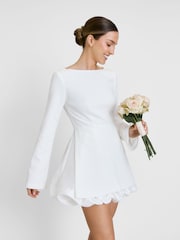 Six Stories White Isla Split Sleeve Bubble Hem Mini Dress - Image 2 of 4