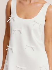 Six Stories White Scoop Neck Bow Detail Mini Dress - Image 4 of 6