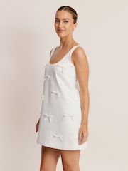 Six Stories White Scoop Neck Bow Detail Mini Dress - Image 5 of 6
