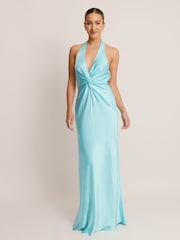 Six Stories Plunge Knot Neck Scarf Bridesmaid Dress - Imaginea 1 din 6