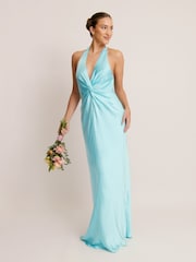 Six Stories Plunge Knot Neck Scarf Bridesmaid Dress - Imaginea 3 din 6