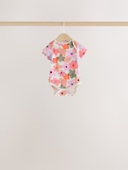 Orange Floral Short Sleeve Baby Bodysuit 5 Pack - Image 4 of 11