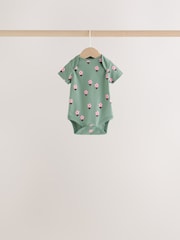 Orange Floral Short Sleeve Baby Bodysuit 5 Pack - Image 6 of 11
