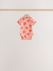 Orange Floral Short Sleeve Baby Bodysuit 5 Pack - Image 7 of 11