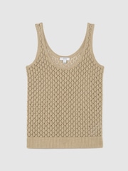 Reiss Neutral Colette Linen Open-Stitch Knitted Vest - Image 2 of 8