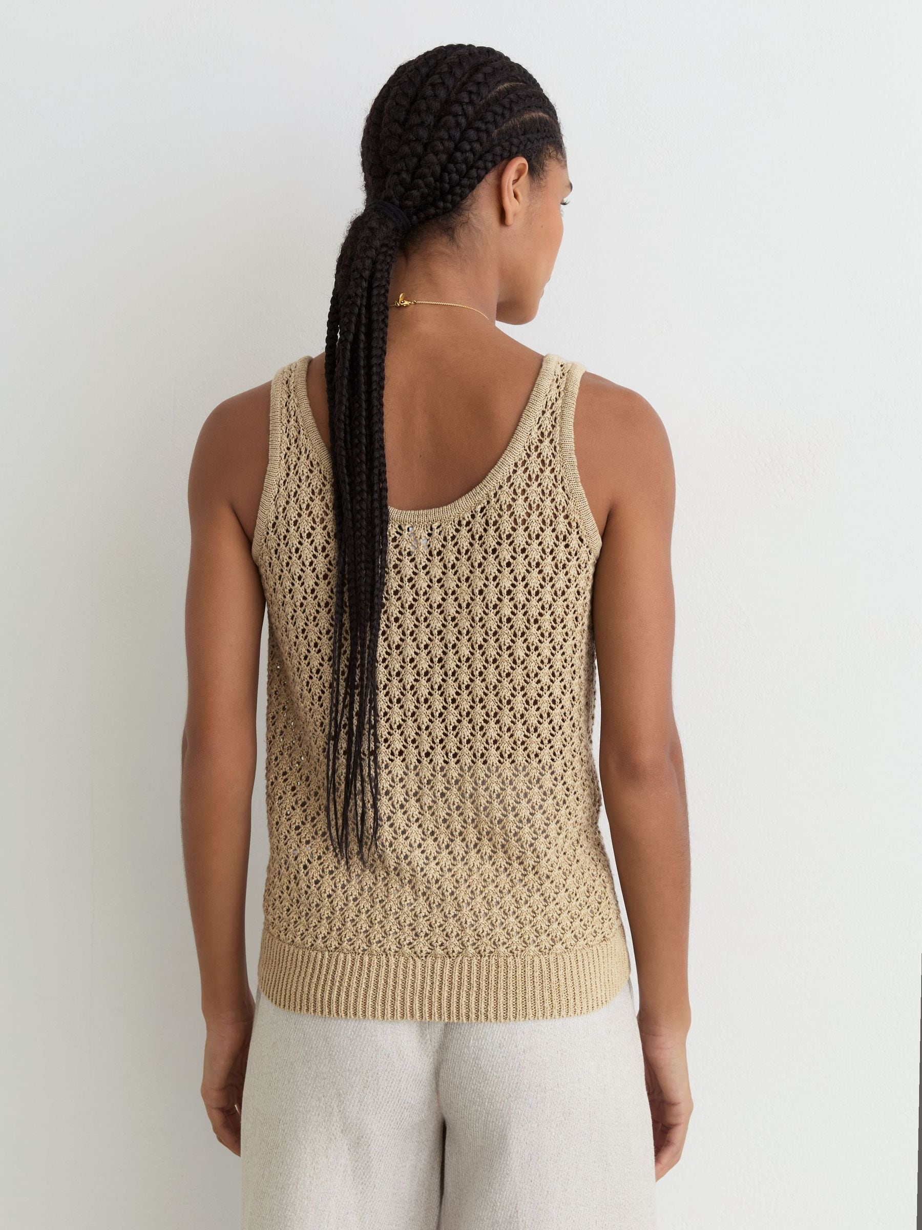 Buy Reiss Neutral Colette Linen Open-Stitch Knitted Vest from Next USA