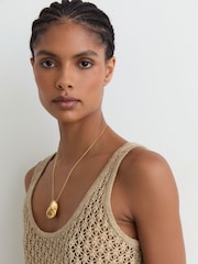 Reiss Neutral Colette Linen Open-Stitch Knitted Vest - Image 7 of 8