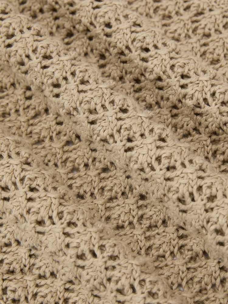 Reiss Neutral Colette Linen Open-Stitch Knitted Vest - Image 8 of 8