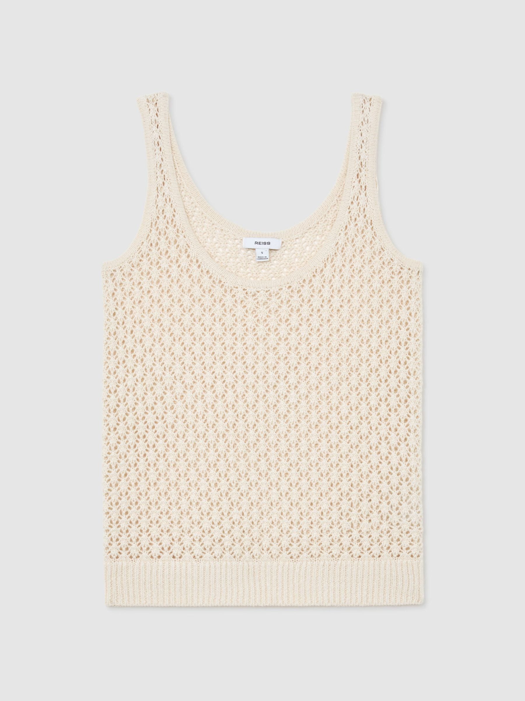Buy Reiss Ivory Colette Linen Open-Stitch Knitted Vest from Next USA