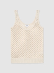 Reiss Ivory Colette Linen Open-Stitch Knitted Vest - Image 2 of 6