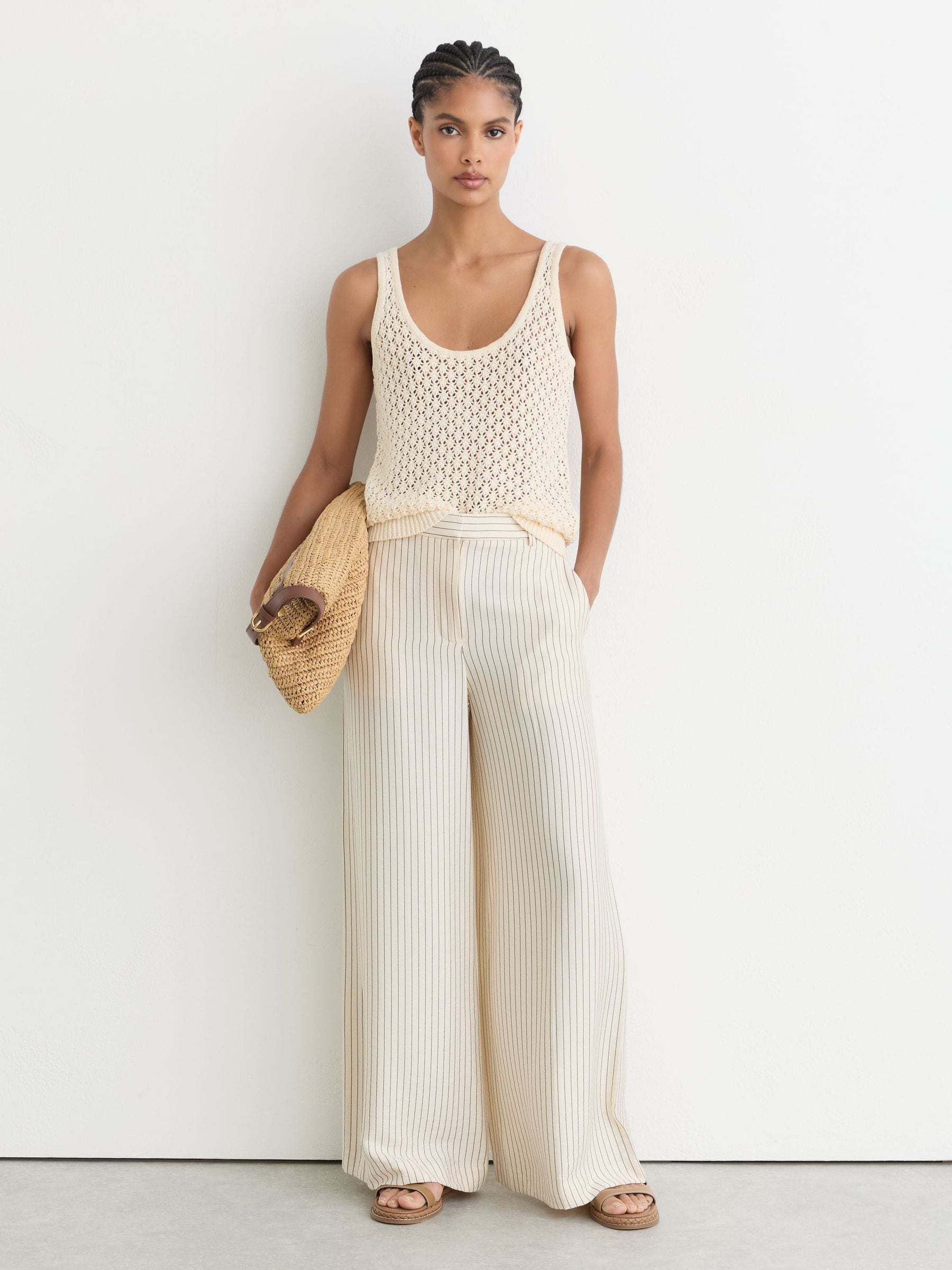 Buy Reiss Ivory Colette Linen Open-Stitch Knitted Vest from Next USA