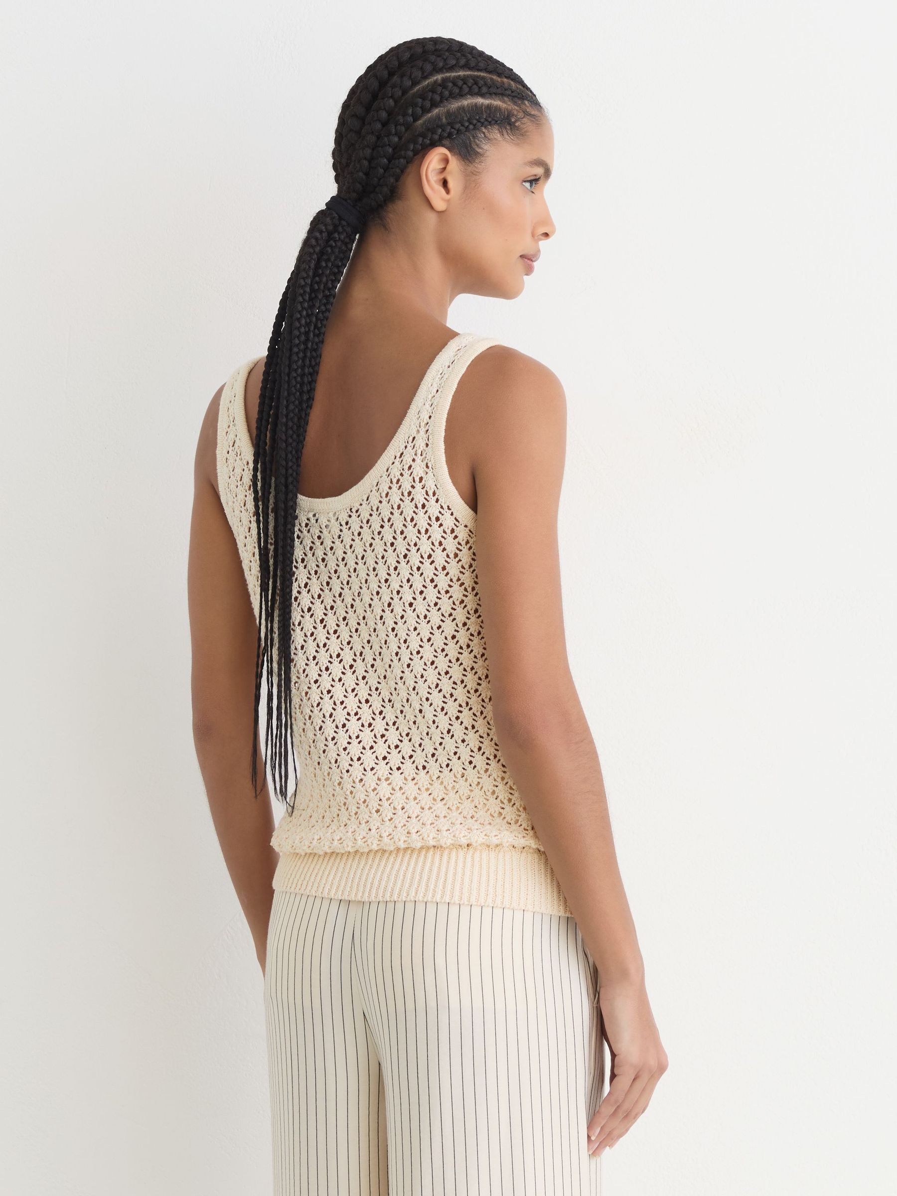 Buy Reiss Ivory Colette Linen Open-Stitch Knitted Vest from Next USA