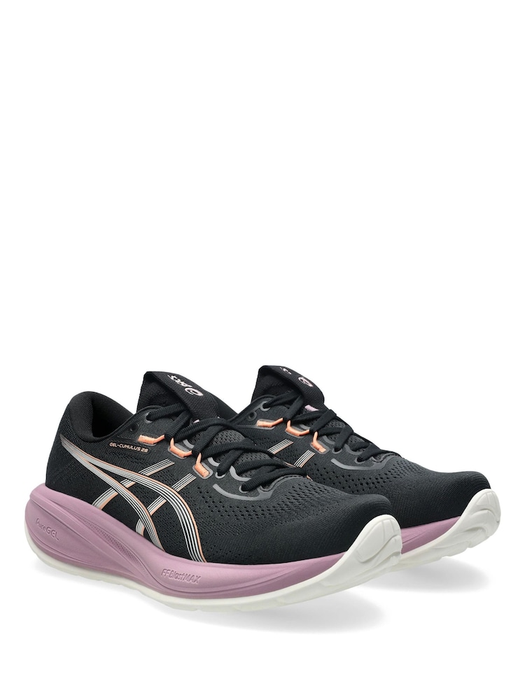 ASICS Black/Pink Gel-Cumulus 28 Running Trainers - Image 2 of 8 ASICS Black/Pink Gel-Cumulus 28 Running Trainers - Image 2 of 8