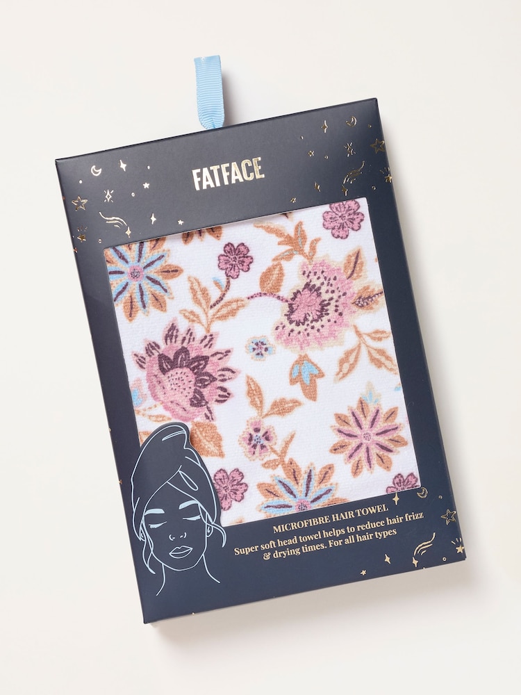 FatFace White Floral Printed Hair Wrap Towel - Image 2 of 3