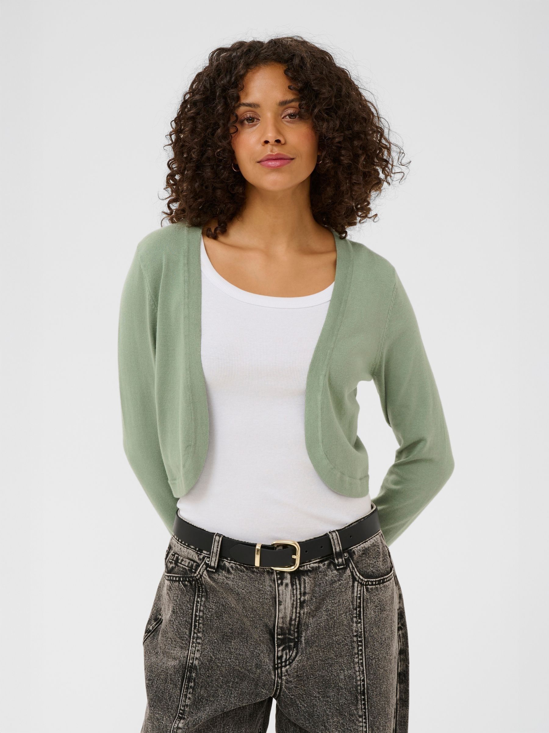 カーディガン the virgins sleeve bolero cardigan(green DARING DIVA Women's Elegant Bolero Shrugs Crop Cardigan L Dark