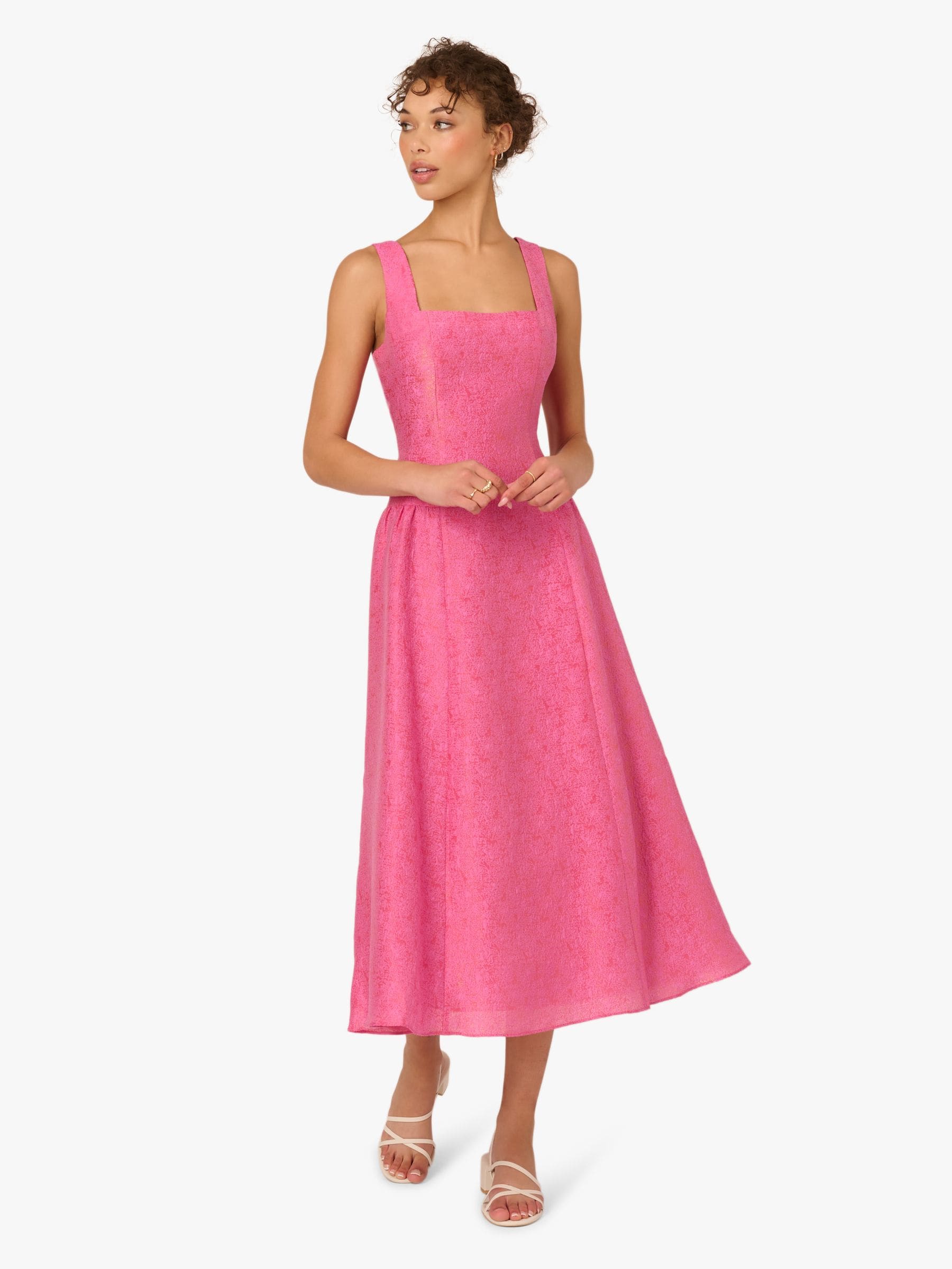Buy Adrianna Papell Pink Textured Jacquard Dress from the Next UK