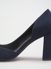 Friends Like These Navy Faux Suede Pointed Toe Mid Block Heel Court Shoes - Image 5 of 5