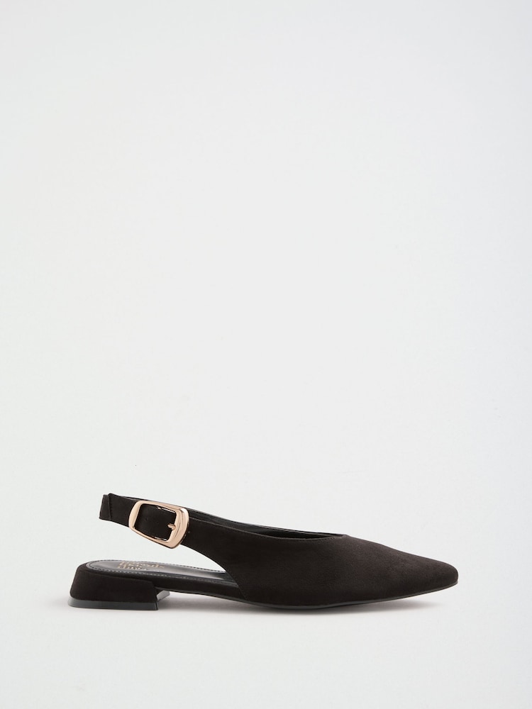 შავი - Friends Like These Pointed Toe Slingback Low Block Heel Flat Ballerina Shoes - სურათი 2 4-დან შავი - Friends Like These Pointed Toe Slingback Low Block Heel Flat Ballerina Shoes - სურათი 2 4-დან