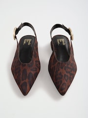 ლეოპარდი - Friends Like These Pointed Toe Slingback Low Block Heel Flat Ballerina Shoes - სურათი 1 4-დან