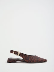 ლეოპარდი - Friends Like These Pointed Toe Slingback Low Block Heel Flat Ballerina Shoes - სურათი 2 4-დან