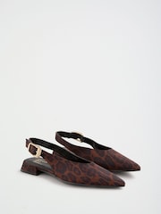 ლეოპარდი - Friends Like These Pointed Toe Slingback Low Block Heel Flat Ballerina Shoes - სურათი 3 4-დან