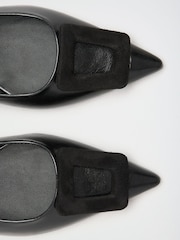 Friends Like These Black Standard Fit Faux Leather Buckle Detail Low Block Heel Slingback Court Shoes - Image 4 of 5