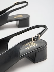 Friends Like These Black Standard Fit Faux Leather Buckle Detail Low Block Heel Slingback Court Shoes - Image 5 of 5