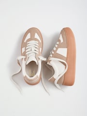 Friends Like These Cream Faux Suede Leather Mix Lace Up Chunky Trainers - Image 1 of 4