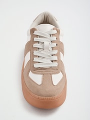 Friends Like These Cream Faux Suede Leather Mix Lace Up Chunky Trainers - Image 3 of 4