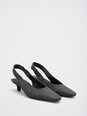 Friends Like These Grey Faux Suede Standard Fit Chisel Toe Slingback Kitten Heels - Image 1 of 5