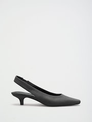 Friends Like These Grey Faux Suede Standard Fit Chisel Toe Slingback Kitten Heels - Image 2 of 5