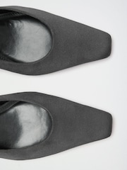 Friends Like These Grey Faux Suede Standard Fit Chisel Toe Slingback Kitten Heels - Image 4 of 5