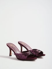 Friends Like These Burgundy Red Sequin Mid Stiletto Heeled Mule Sandals - Image 3 of 7