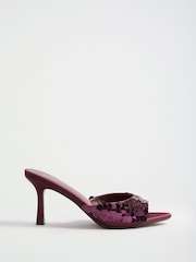 Friends Like These Burgundy Red Sequin Mid Stiletto Heeled Mule Sandals - Image 4 of 7