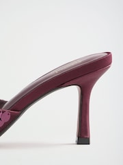 Friends Like These Burgundy Red Sequin Mid Stiletto Heeled Mule Sandals - Image 5 of 7