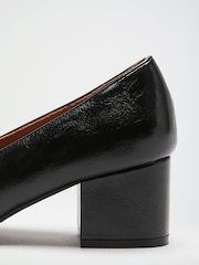 Friends Like These Black Faux Leather Snaffle Trim Mid Block Heeled Loafers - Image 3 of 5