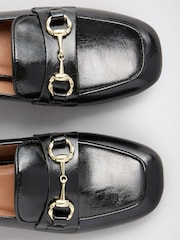 Friends Like These Black Faux Leather Snaffle Trim Mid Block Heeled Loafers - Image 4 of 5
