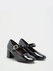 Schwarzes Lackleder - Friends Like These Round Toe Mid Block Heel Mary Jane Court Shoes - Bild 1 von 5