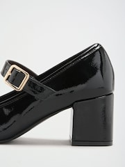 Schwarzes Lackleder - Friends Like These Round Toe Mid Block Heel Mary Jane Court Shoes - Bild 3 von 5