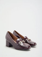 Friends Like These Burgundy Red Faux Leather Snaffle Trim Mid Block Heeled Loafers - Image 1 of 5