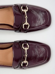 Friends Like These Burgundy Red Faux Leather Snaffle Trim Mid Block Heeled Loafers - Image 4 of 5