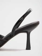 Friends Like These Black Embellished Slingback Kitten Heel Court Shoes - Image 6 of 8