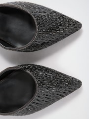 Friends Like These Black Embellished Slingback Kitten Heel Court Shoes - Image 7 of 8