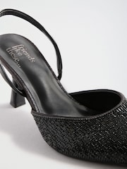 Friends Like These Black Embellished Slingback Kitten Heel Court Shoes - Image 8 of 8