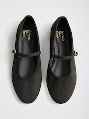 Friends Like These Black Faux Suede Round Toe Mary Jane Flat Ballerina Shoes - Image 1 of 5