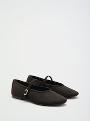 Friends Like These Black Faux Suede Round Toe Mary Jane Flat Ballerina Shoes - Image 3 of 5