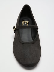 Friends Like These Black Faux Suede Round Toe Mary Jane Flat Ballerina Shoes - Image 4 of 5