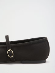 Friends Like These Black Faux Suede Round Toe Mary Jane Flat Ballerina Shoes - Image 5 of 5